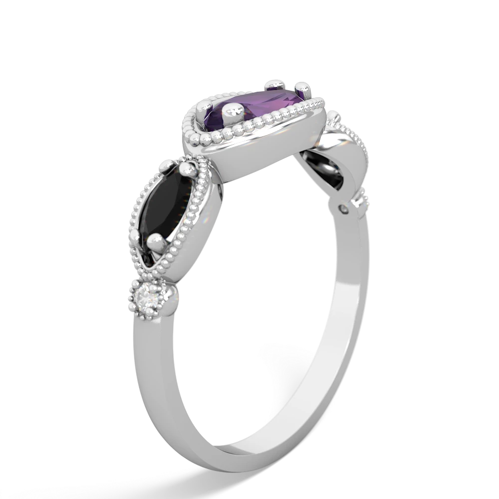 Amethyst Milgrain Marquise 14K White Gold ring R5700