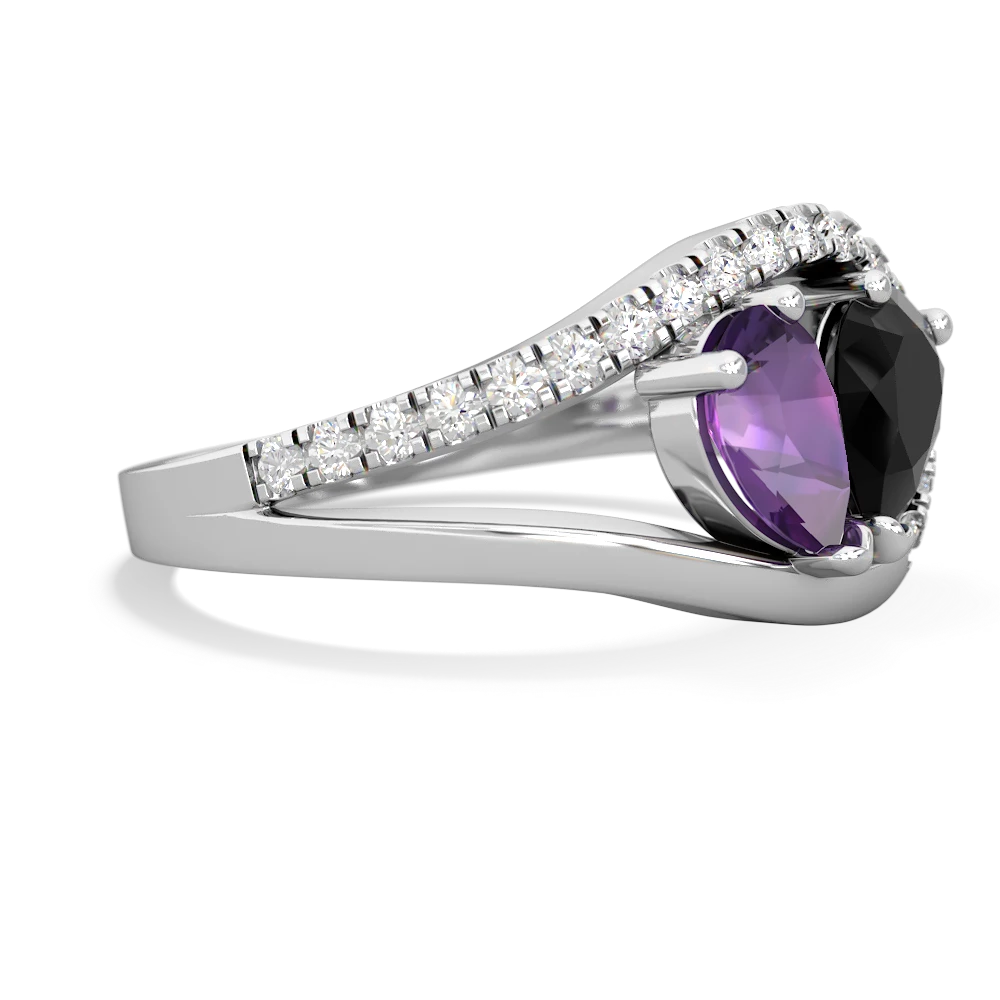 Amethyst Nestled Heart Keepsake 14K White Gold ring R5650