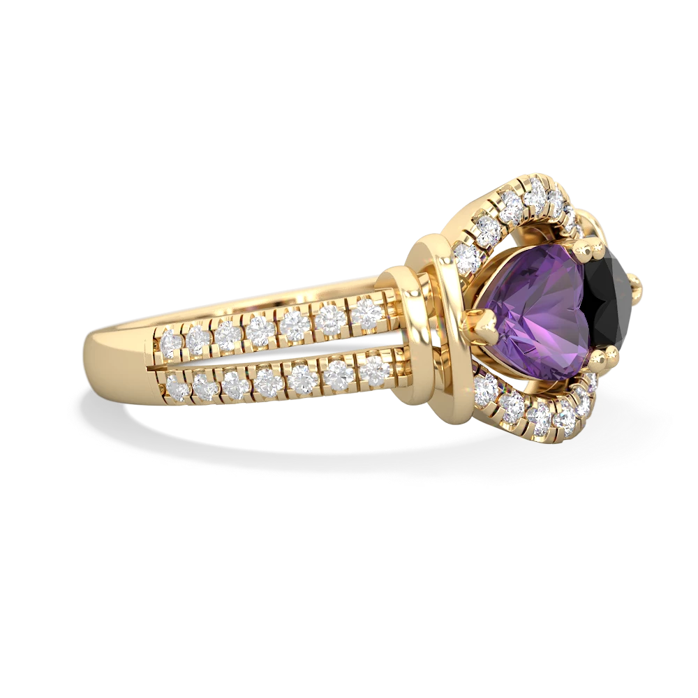 Amethyst Art-Deco Keepsake 14K Yellow Gold ring R5630