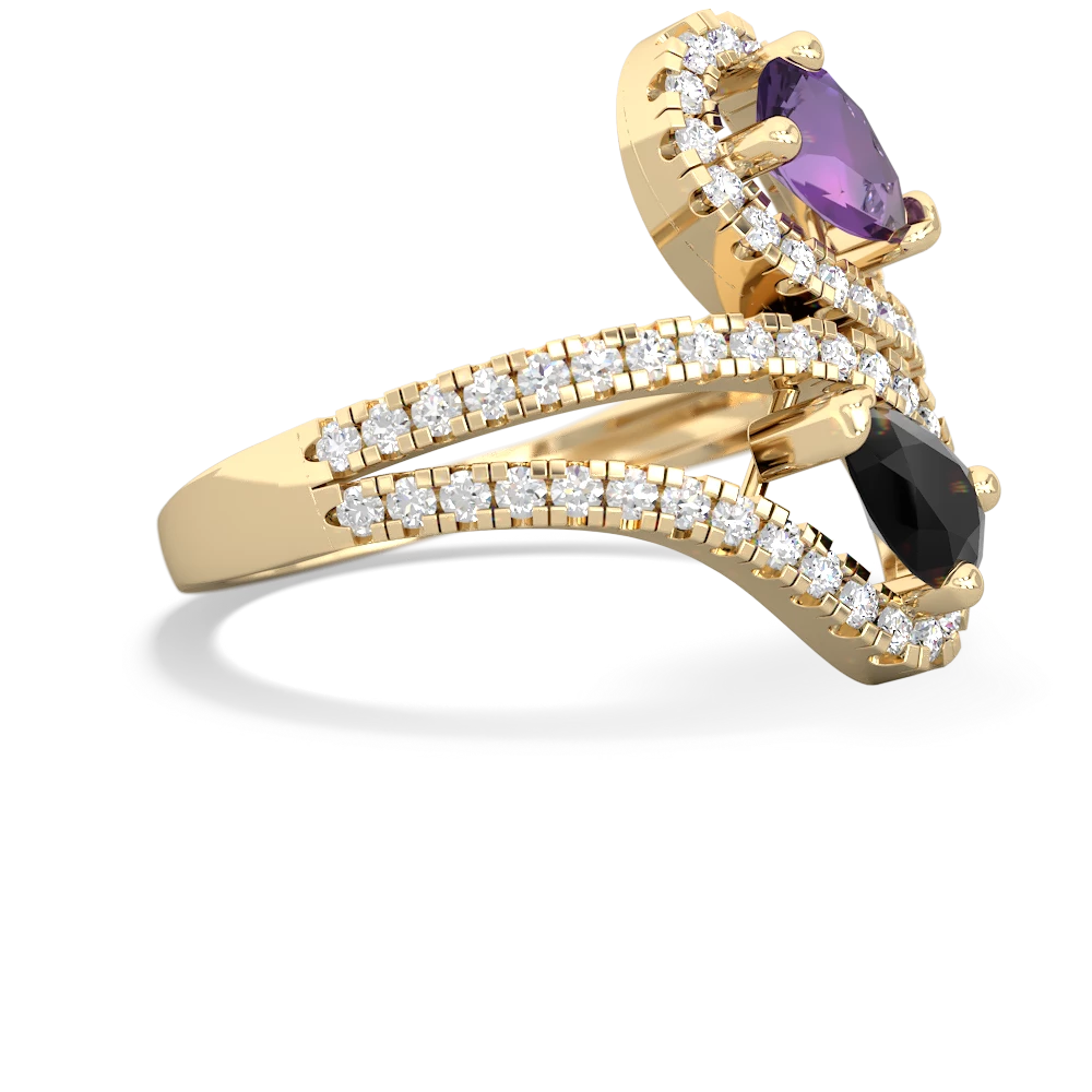 Amethyst Diamond Dazzler 14K Yellow Gold ring R3000