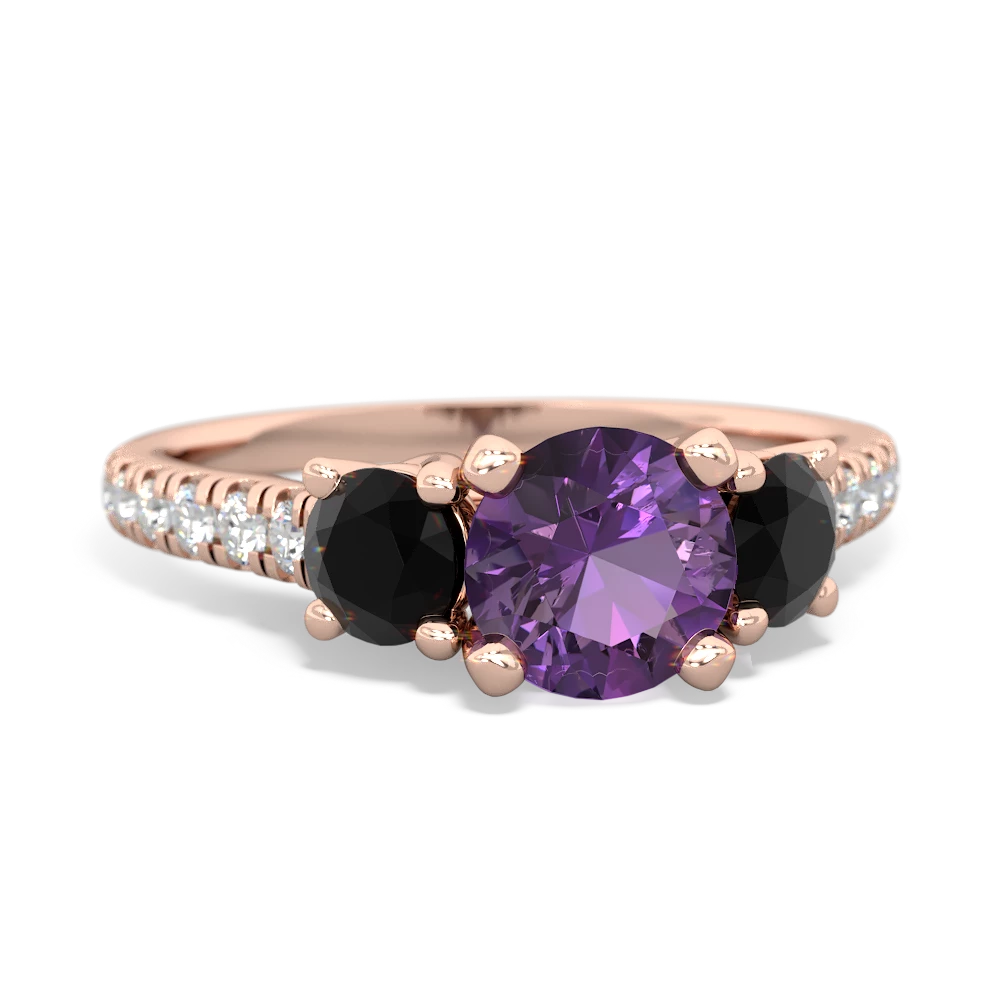 Amethyst Pave Trellis 14K Rose Gold ring R5500