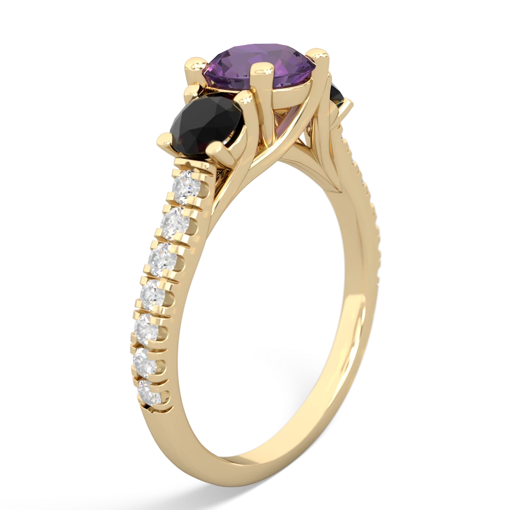 Amethyst Pave Trellis 14K Yellow Gold ring R5500