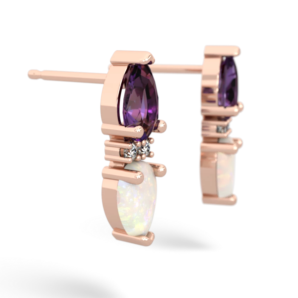 Amethyst Bowtie Drop 14K Rose Gold earrings E0865