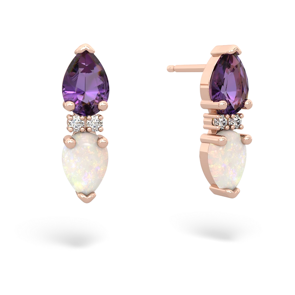 Amethyst Bowtie Drop 14K Rose Gold earrings E0865