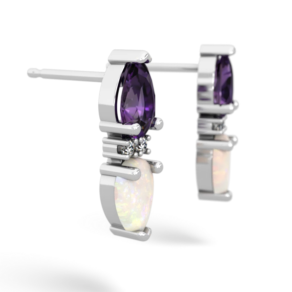 Amethyst Bowtie Drop 14K White Gold earrings E0865