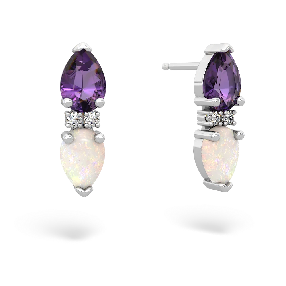 Amethyst Bowtie Drop 14K White Gold earrings E0865