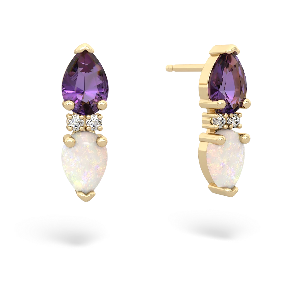 Amethyst Bowtie Drop 14K Yellow Gold earrings E0865