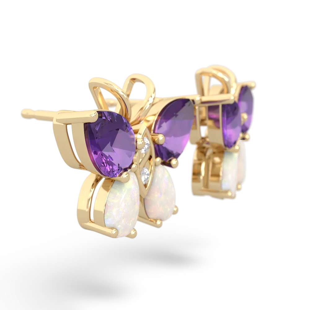 Amethyst Butterfly 14K Yellow Gold earrings E2215