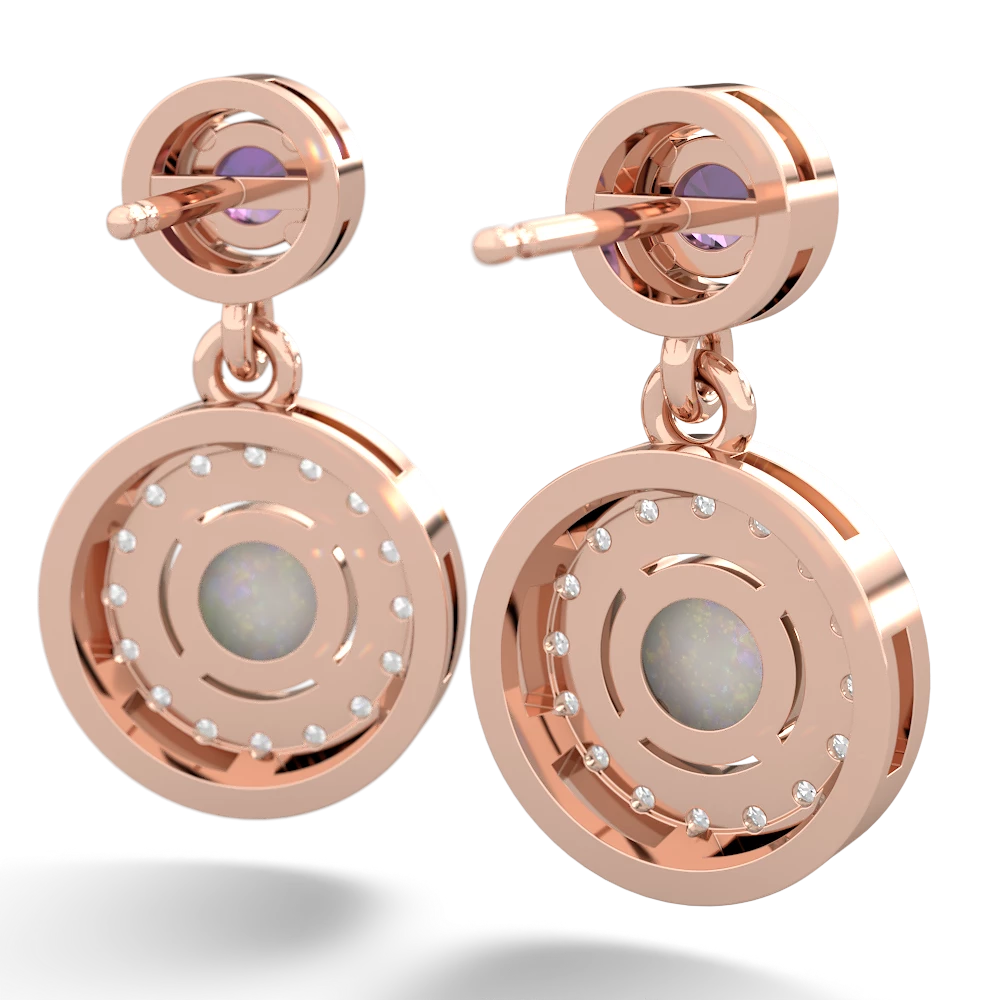 Amethyst Halo Dangle 14K Rose Gold earrings E5319