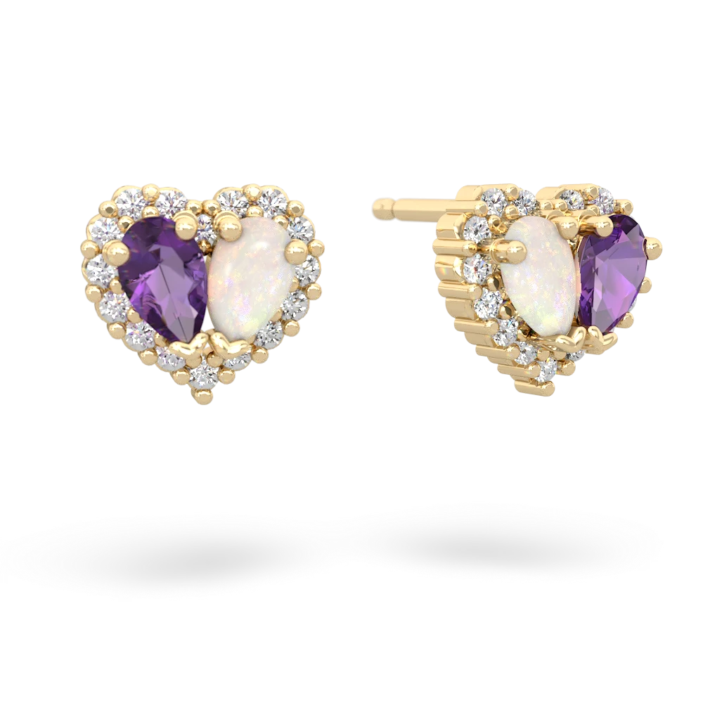 Amethyst Halo 14K Yellow Gold earrings E7008