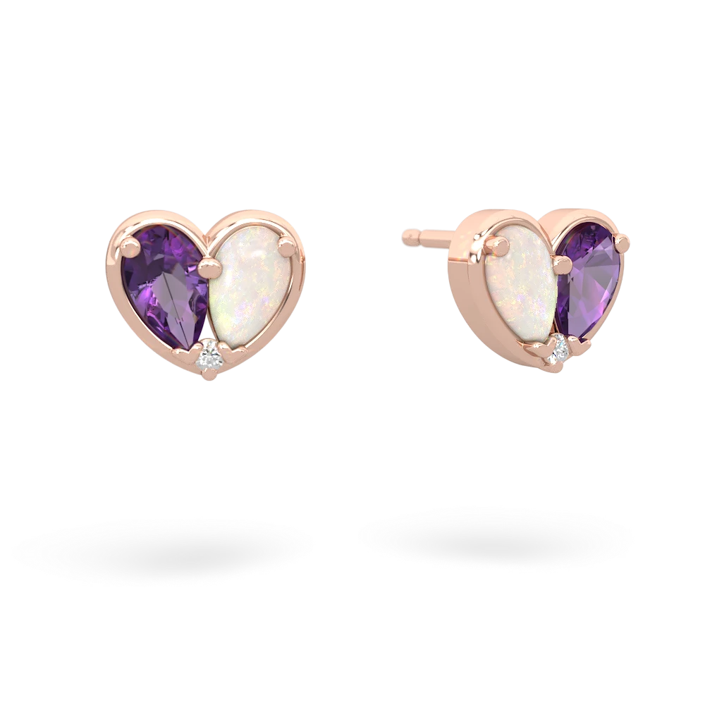 Amethyst 'Our Heart' 14K Rose Gold earrings E5072