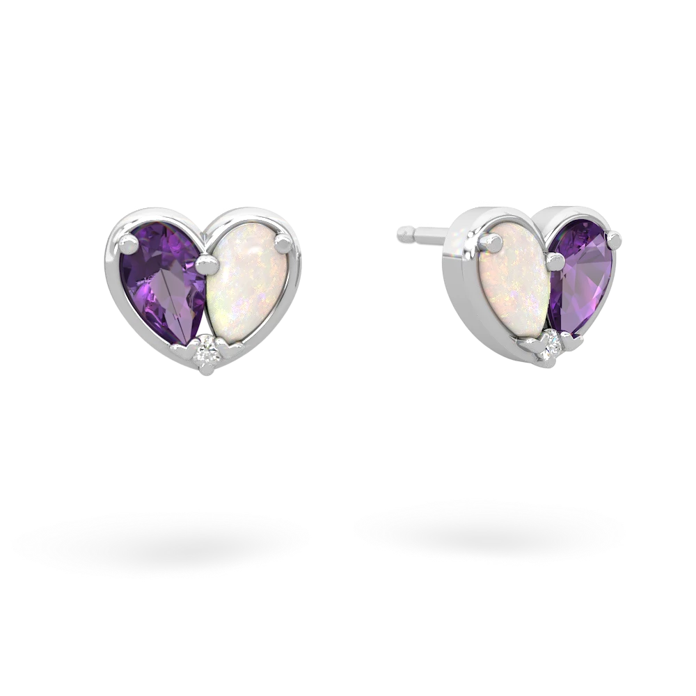 Amethyst 'Our Heart' 14K White Gold earrings E5072