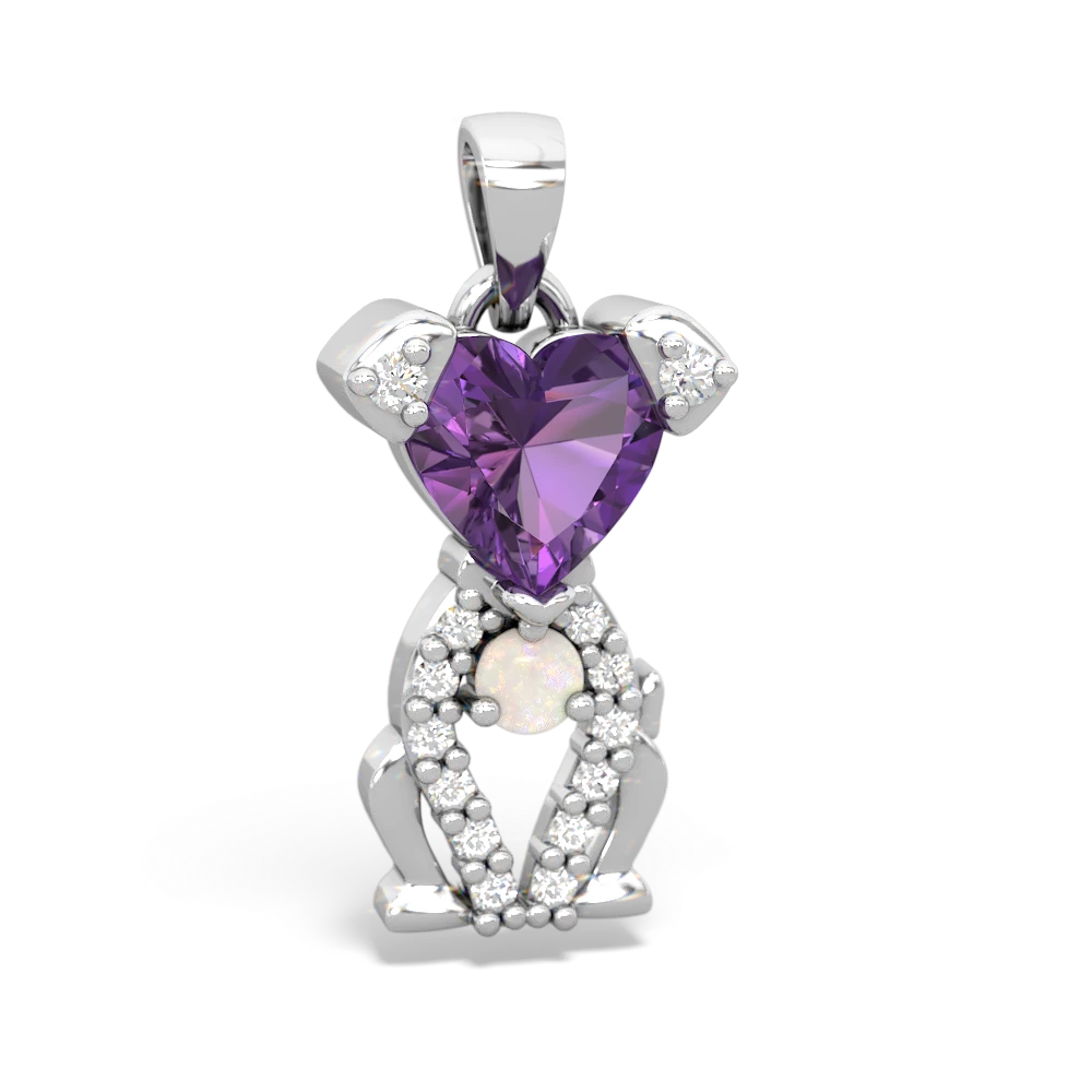 Amethyst Puppy Love 14K White Gold pendant P5800