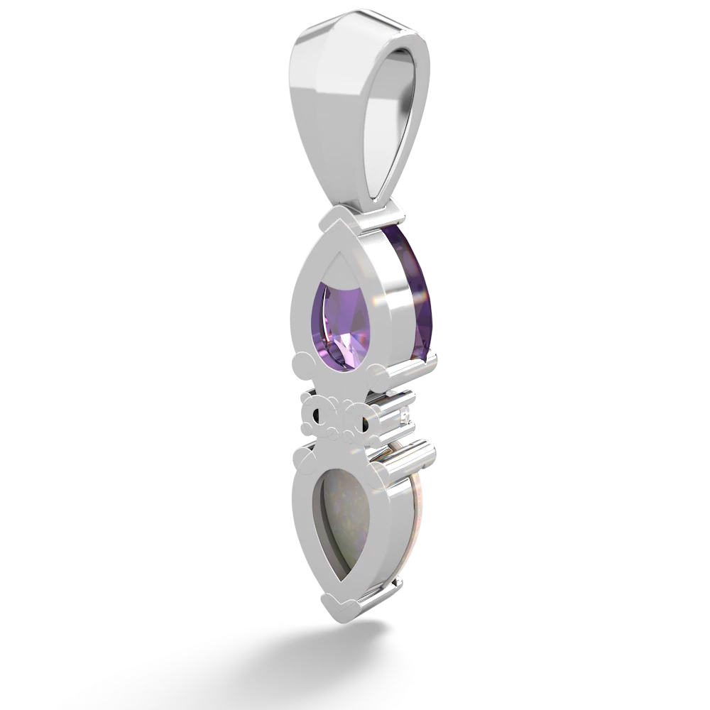 Amethyst Bowtie Drop 14K White Gold pendant P0865