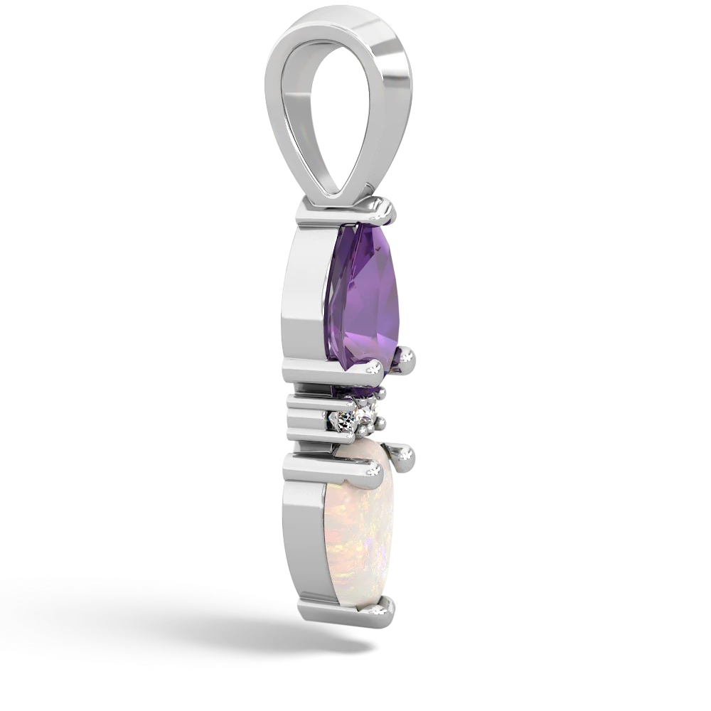 Amethyst Bowtie Drop 14K White Gold pendant P0865