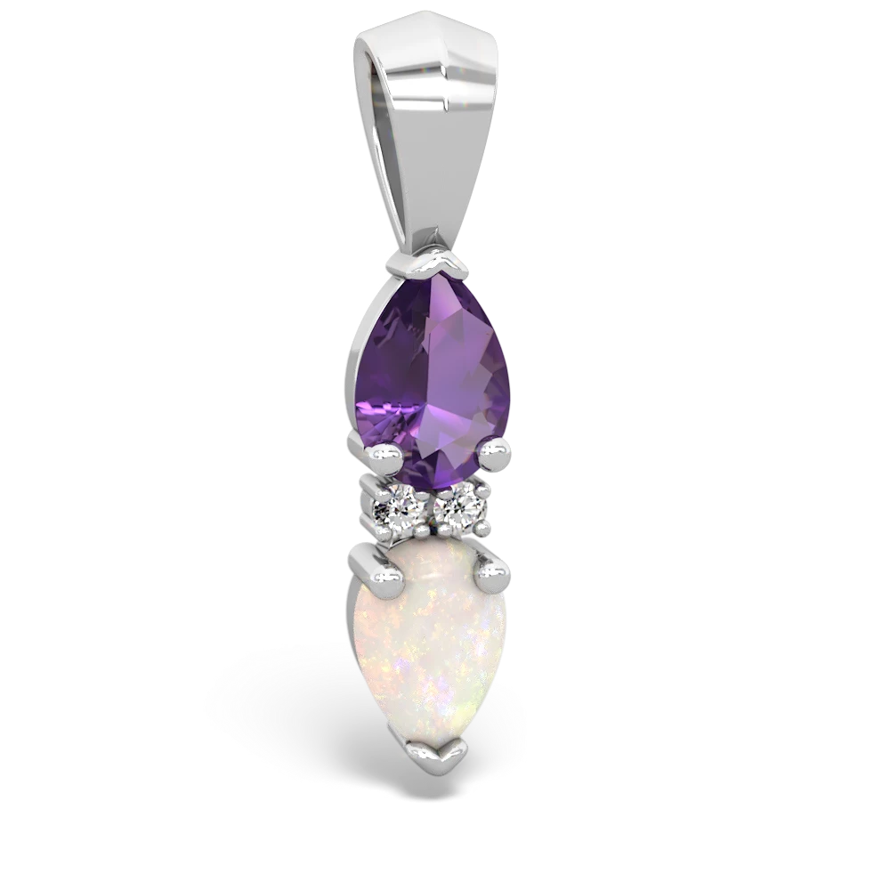 Amethyst Bowtie Drop 14K White Gold pendant P0865