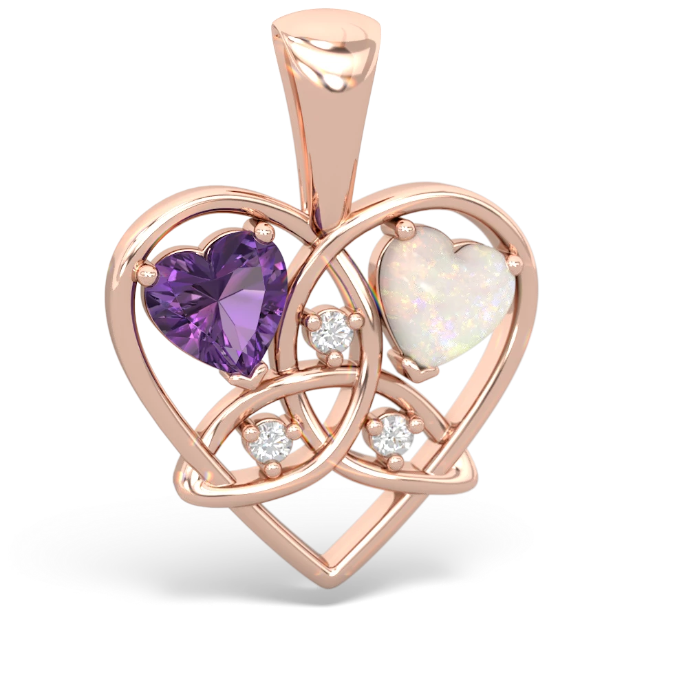 Amethyst Celtic Trinity Heart 14K Rose Gold pendant P5331