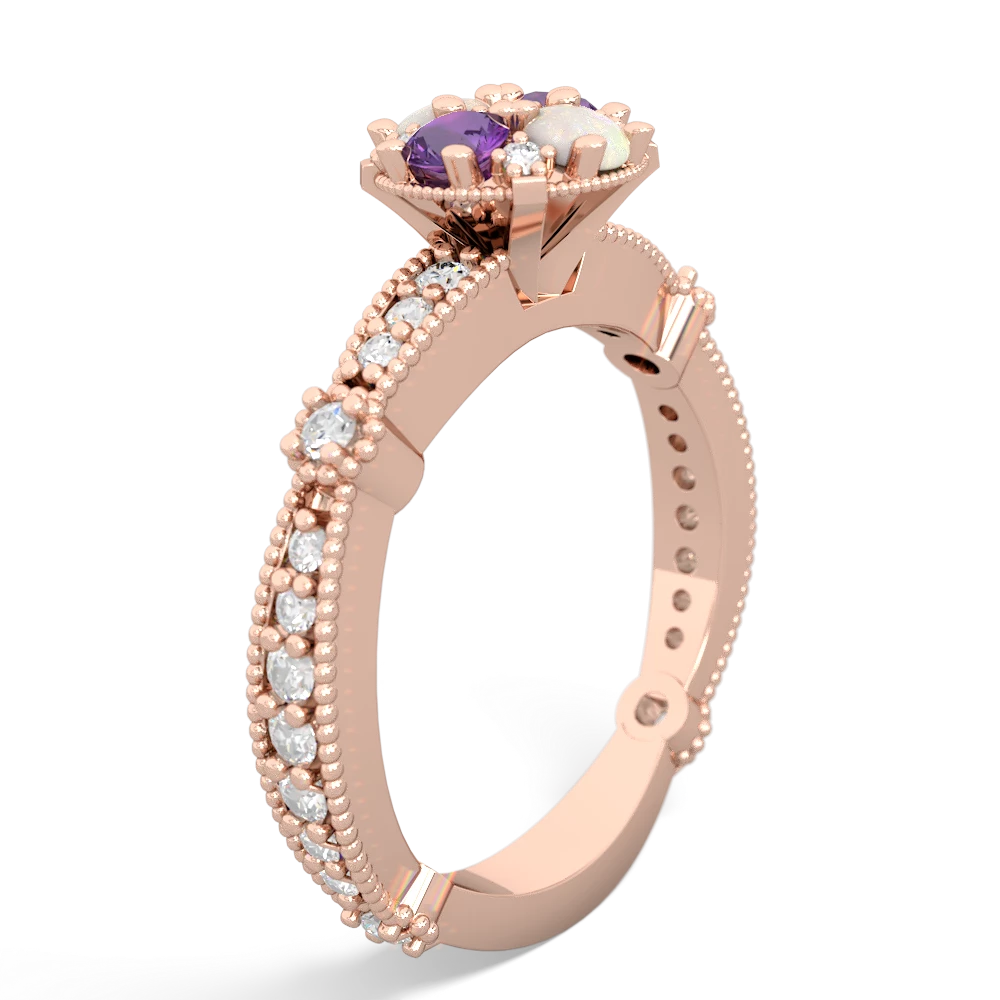 Amethyst Sparkling Tiara Cluster 14K Rose Gold ring R26293RD