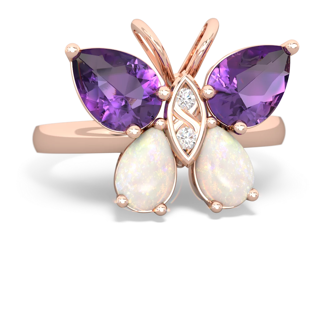 Amethyst Butterfly 14K Rose Gold ring R2215