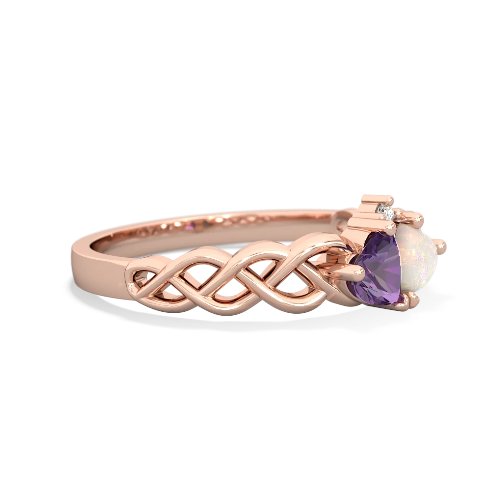 Amethyst Heart To Heart Braid 14K Rose Gold ring R5870