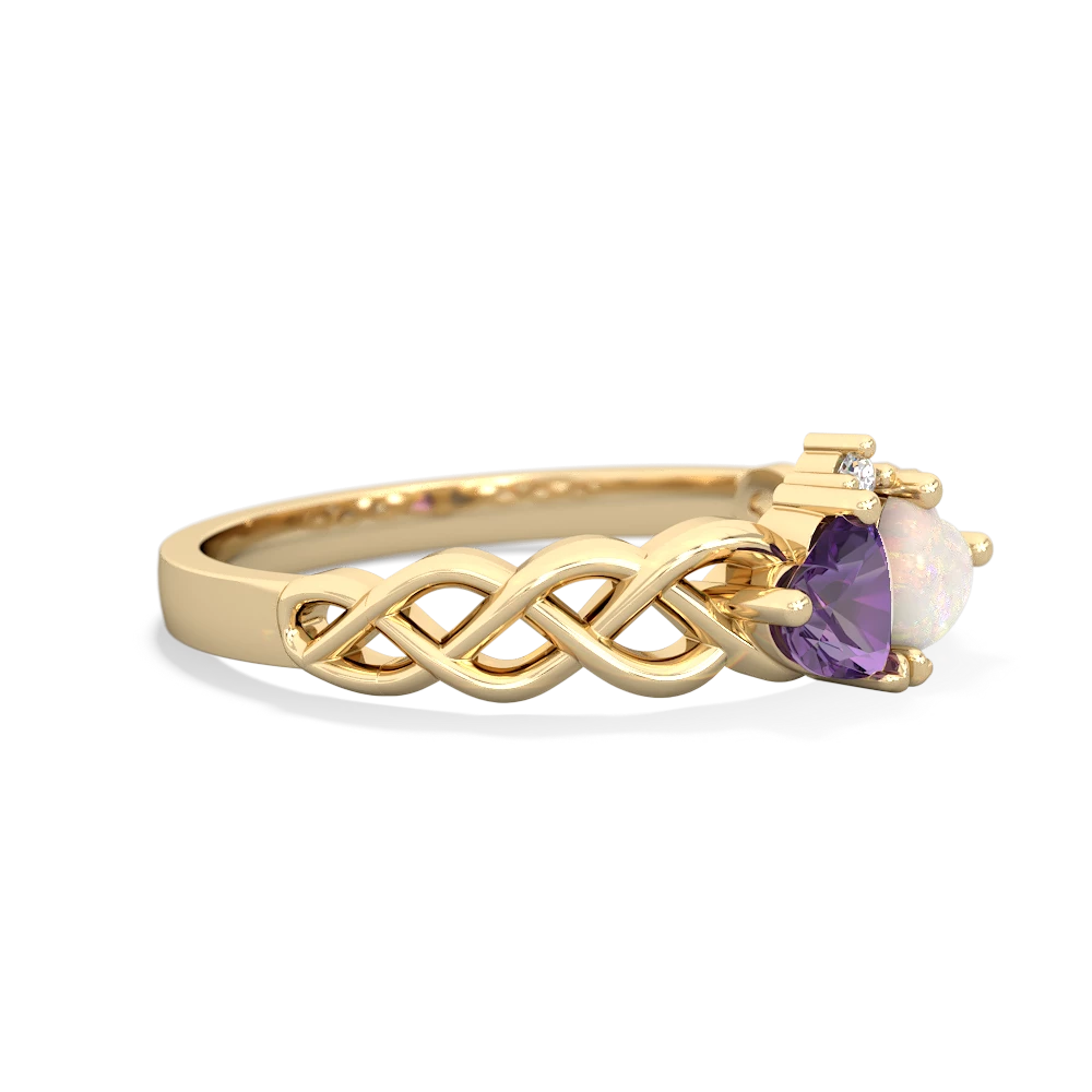 Amethyst Heart To Heart Braid 14K Yellow Gold ring R5870