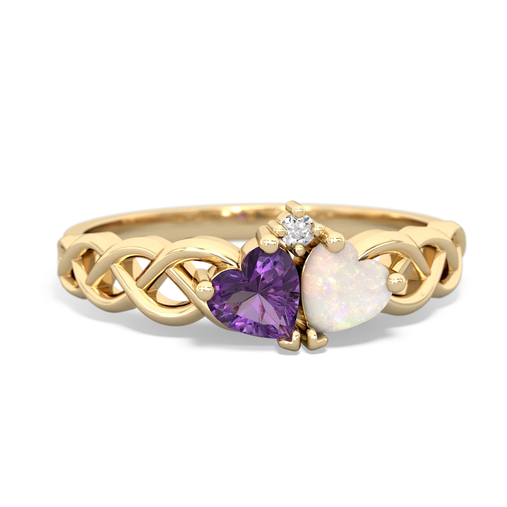 Amethyst Heart To Heart Braid 14K Yellow Gold ring R5870