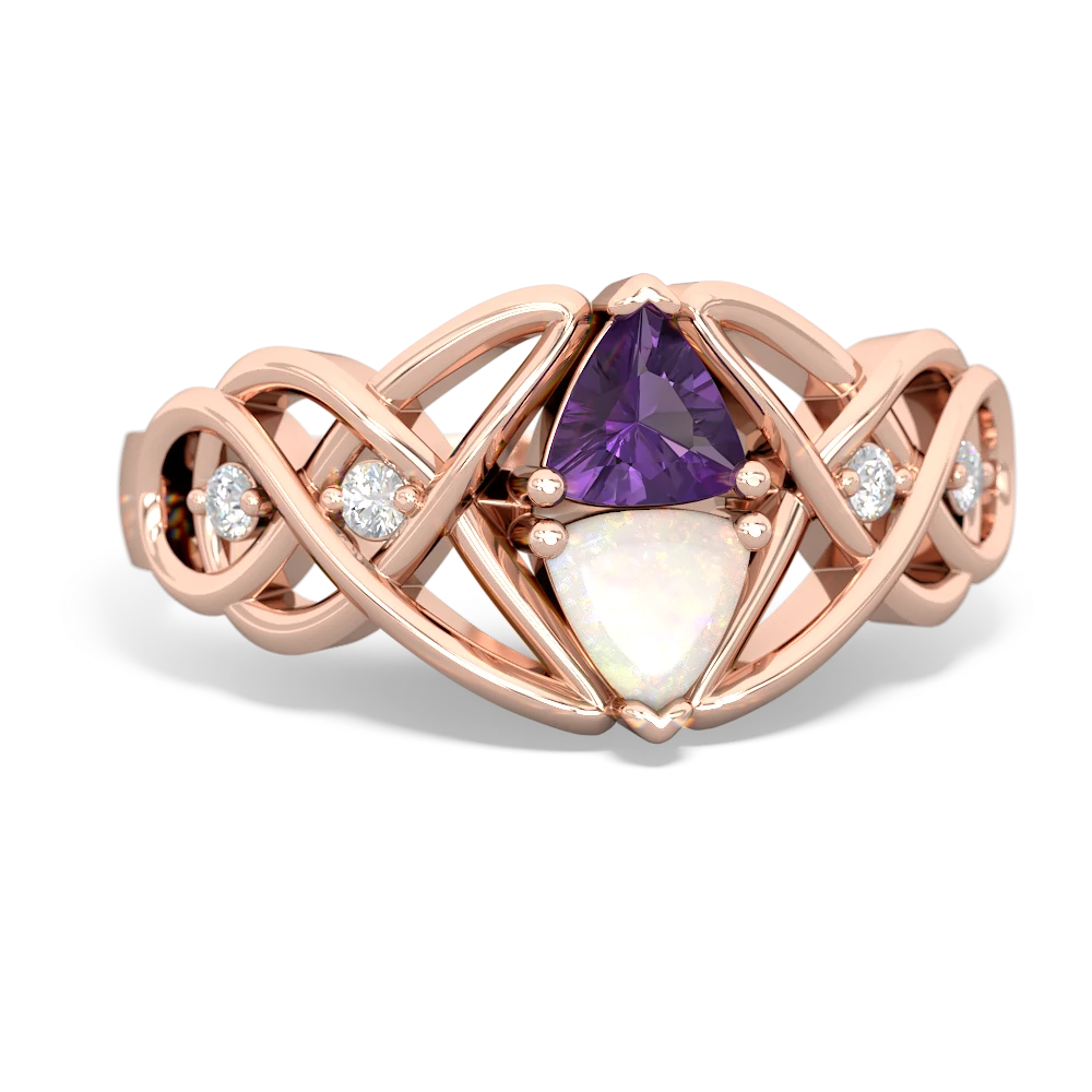 Amethyst Keepsake Celtic Knot 14K Rose Gold ring R5300