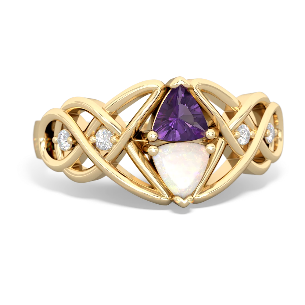 Amethyst Keepsake Celtic Knot 14K Yellow Gold ring R5300