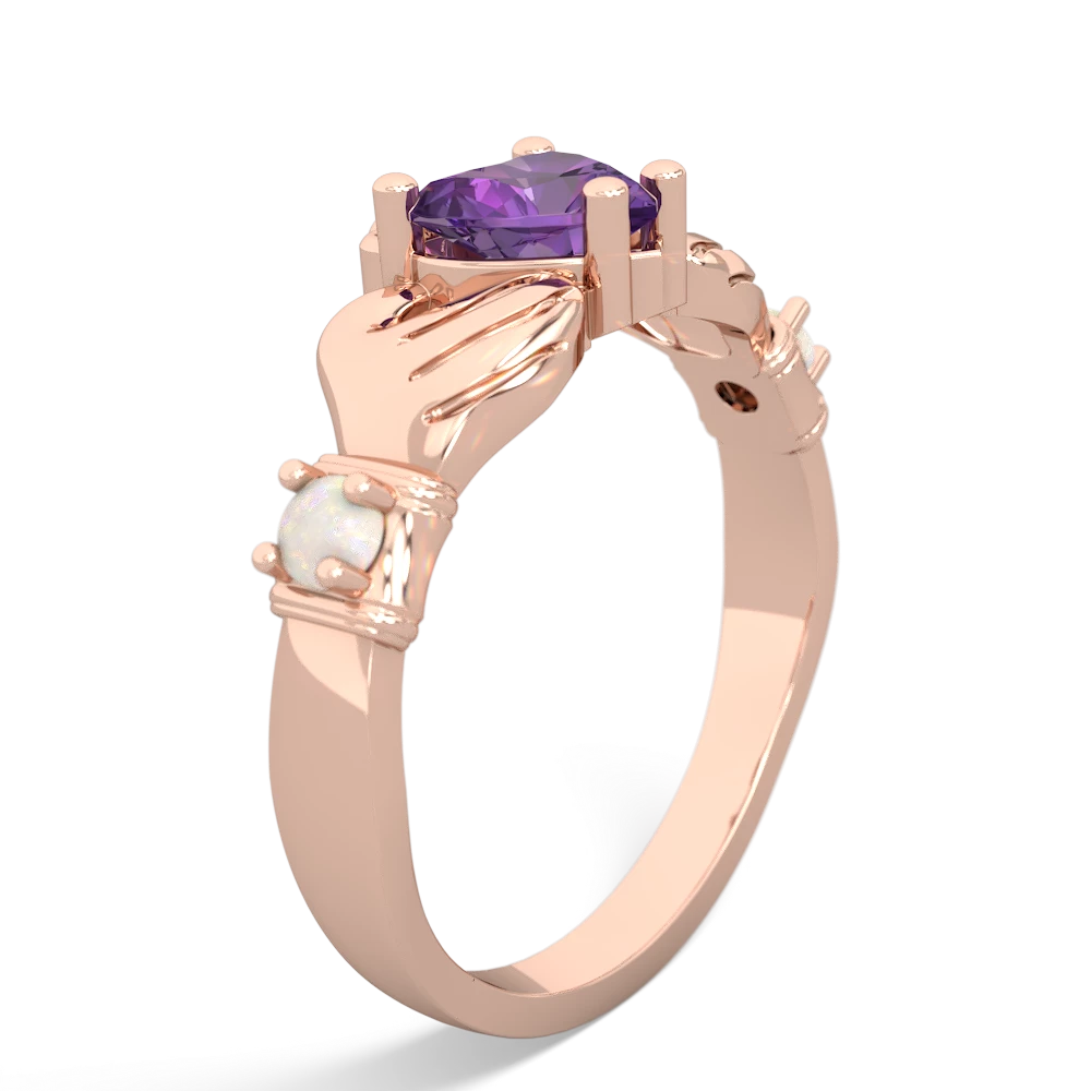 Amethyst Claddagh Keepsake 14K Rose Gold ring R5245