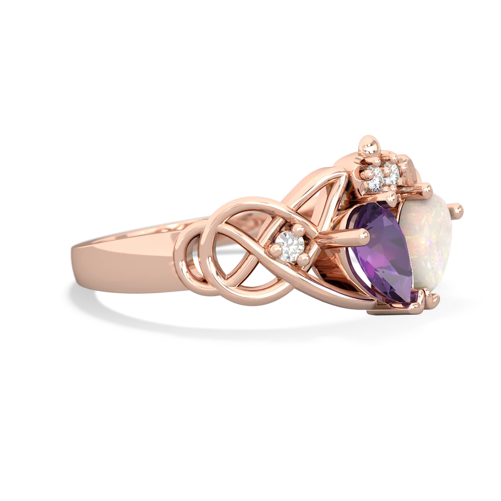 Amethyst 'One Heart' Celtic Knot Claddagh 14K Rose Gold ring R5322