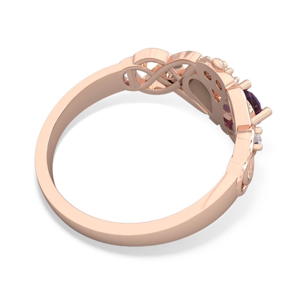 Amethyst 'One Heart' Celtic Knot Claddagh 14K Rose Gold ring R5322