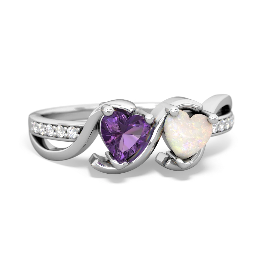 Amethyst Side By Side 14K White Gold ring R3090