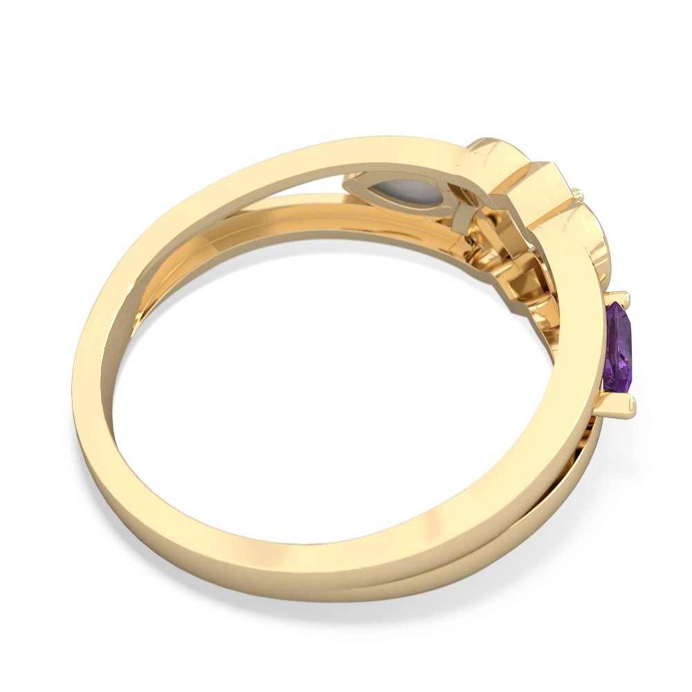 Amethyst Hearts Intertwined 14K Yellow Gold ring R5880