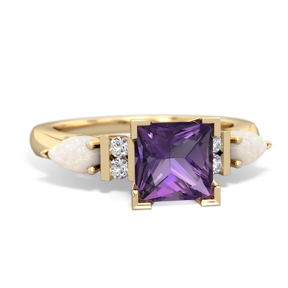 Amethyst 6Mm Princess Eternal Embrace Engagement 14K Yellow Gold ring C2002