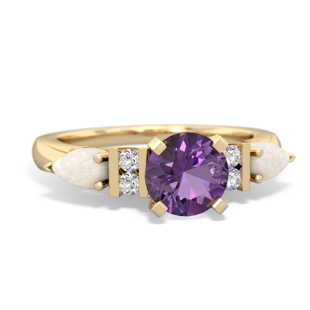 Amethyst 6Mm Round Eternal Embrace Engagement 14K Yellow Gold ring R2005