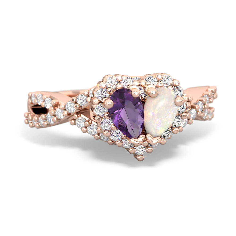 Amethyst Diamond Twist 'One Heart' 14K Rose Gold ring R2640HRT