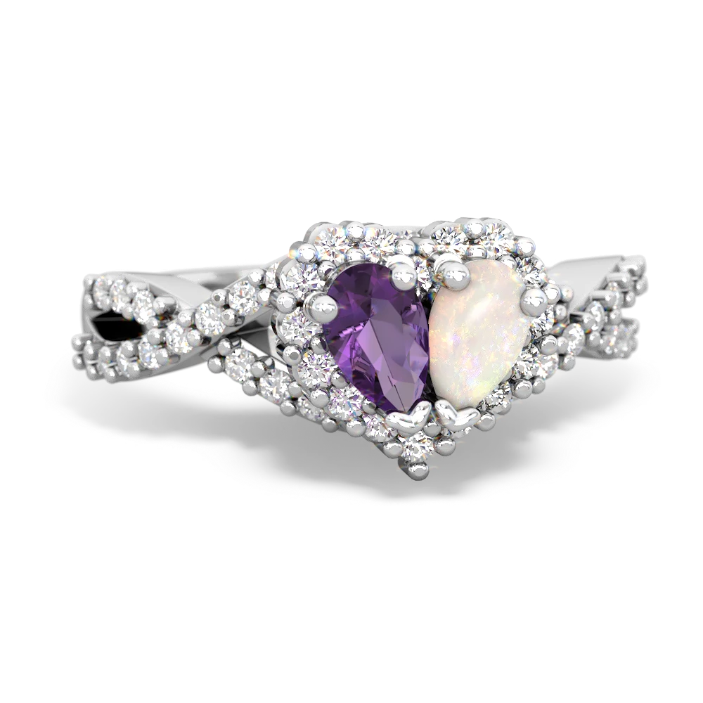 Amethyst Diamond Twist 'One Heart' 14K White Gold ring R2640HRT