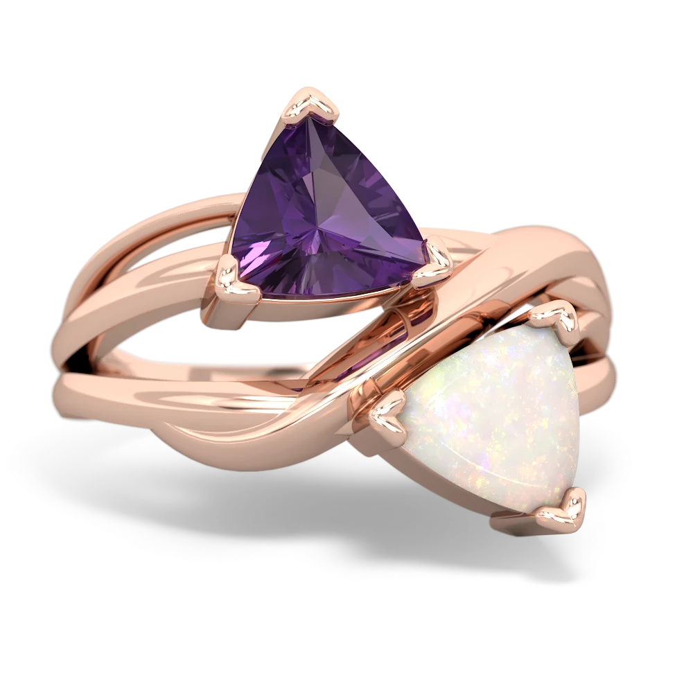 Amethyst Split Band Swirl 14K Rose Gold ring R2341