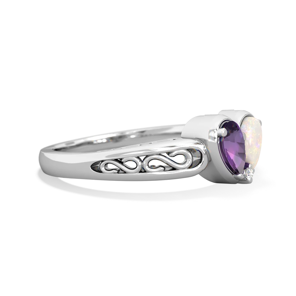 Amethyst Filligree 'One Heart' 14K White Gold ring R5070