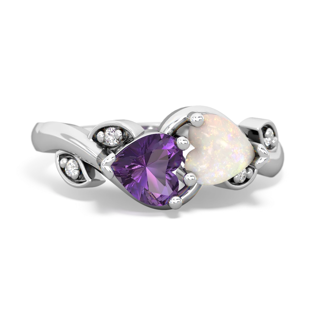 Amethyst Floral Elegance 14K White Gold ring R5790