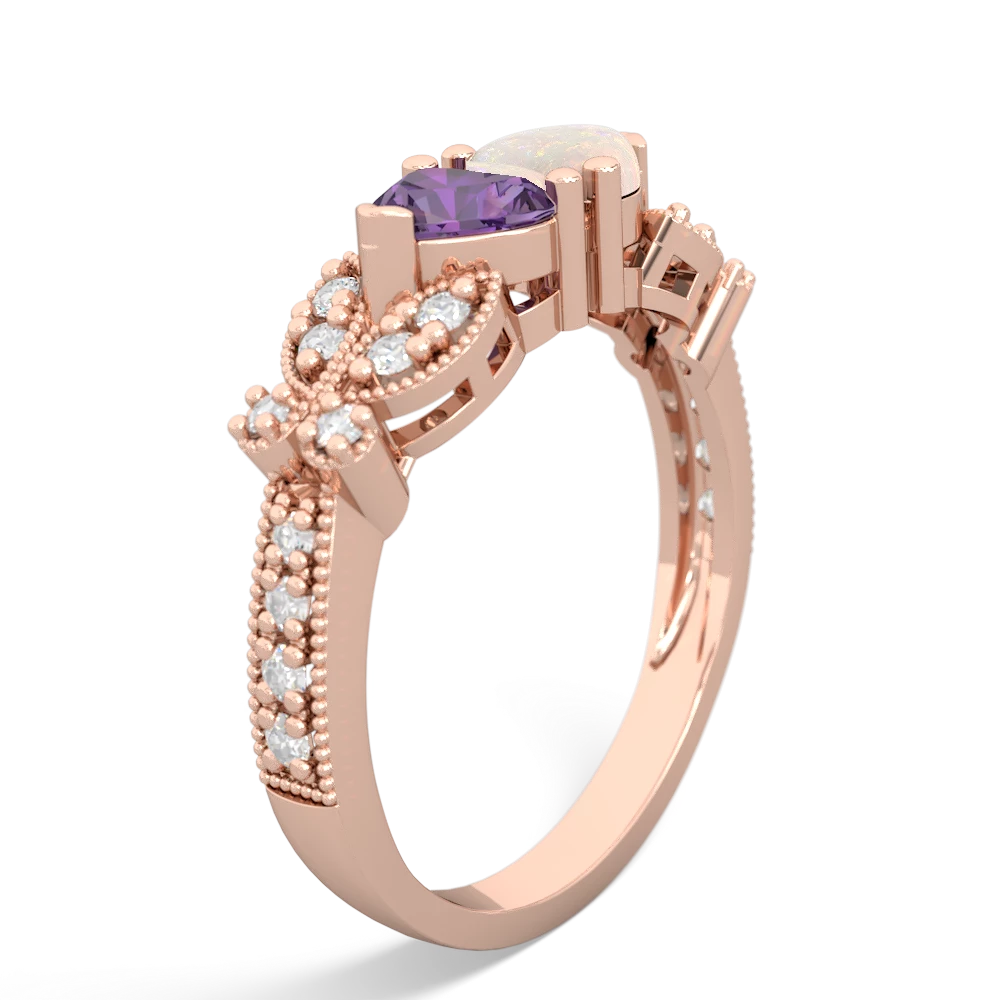 Amethyst Diamond Butterflies 14K Rose Gold ring R5601