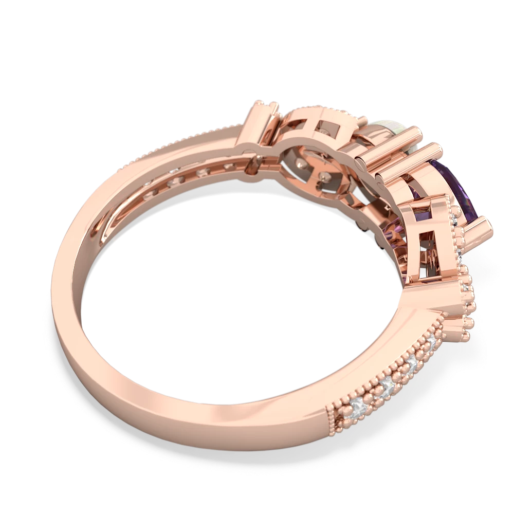 Amethyst Diamond Butterflies 14K Rose Gold ring R5601