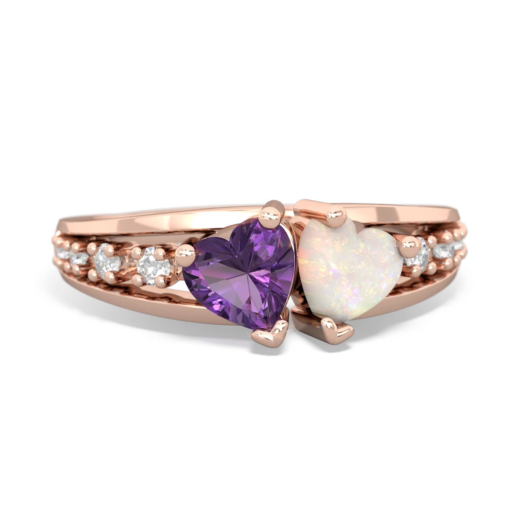 Amethyst Heart To Heart 14K Rose Gold ring R3342