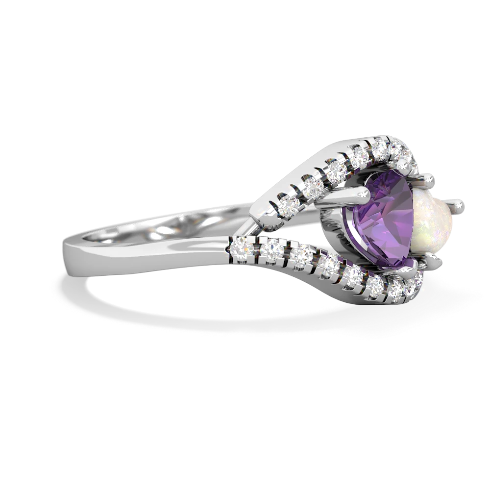 Amethyst Mother And Child 14K White Gold ring R3010