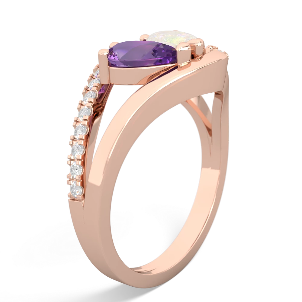 Amethyst Nestled Heart Keepsake 14K Rose Gold ring R5650