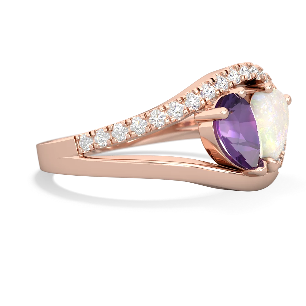 Amethyst Nestled Heart Keepsake 14K Rose Gold ring R5650