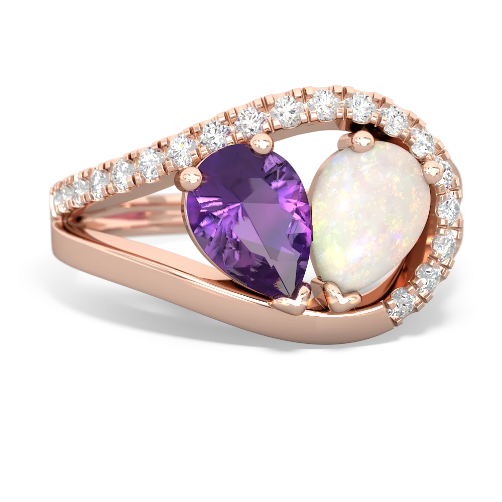 Amethyst Nestled Heart Keepsake 14K Rose Gold ring R5650