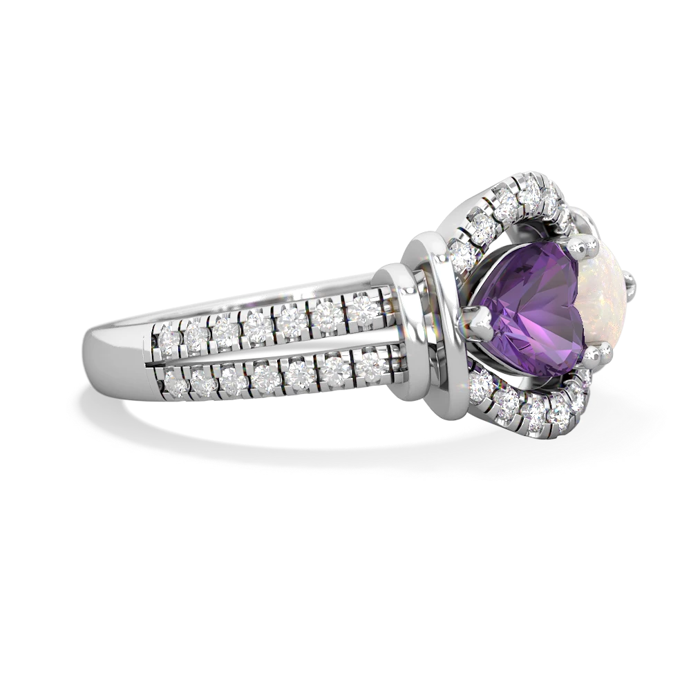 Amethyst Art-Deco Keepsake 14K White Gold ring R5630