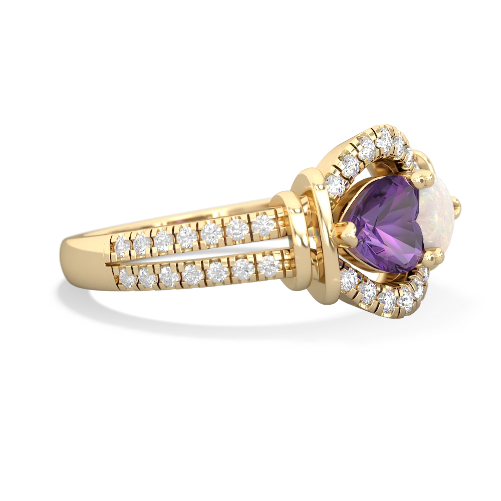 Amethyst Art-Deco Keepsake 14K Yellow Gold ring R5630