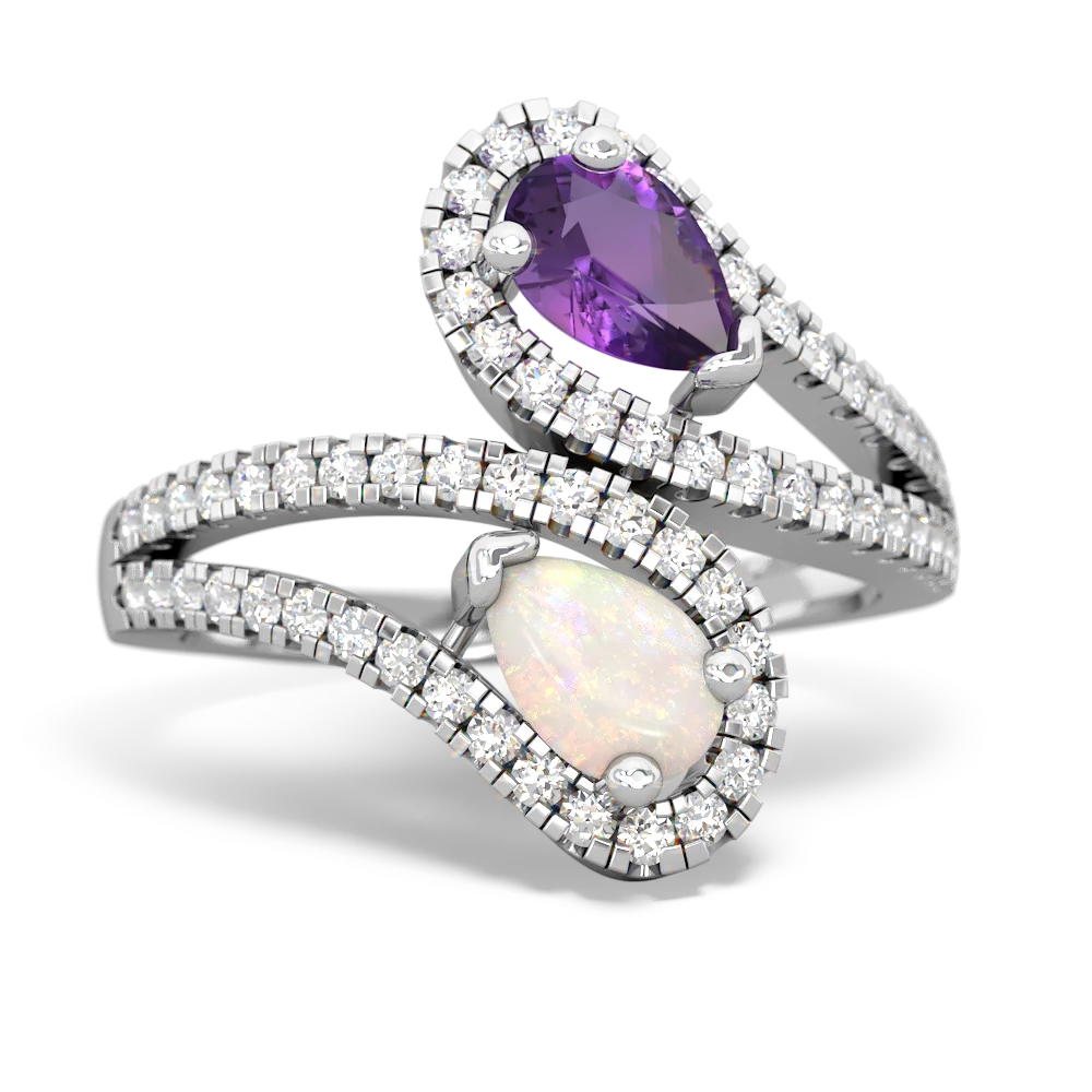 Amethyst Diamond Dazzler 14K White Gold ring R3000